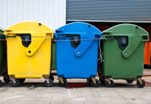 Residents arranging furniture for disposal in Wanstead